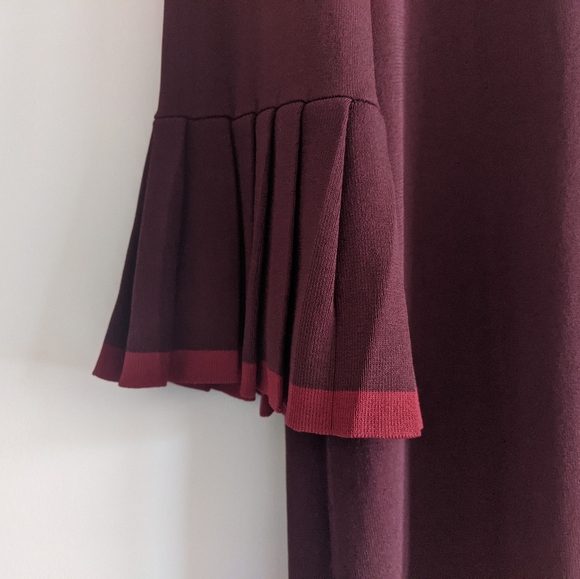 COS Burgundy Pleated Sleeve Dress - Picture 4 of 5